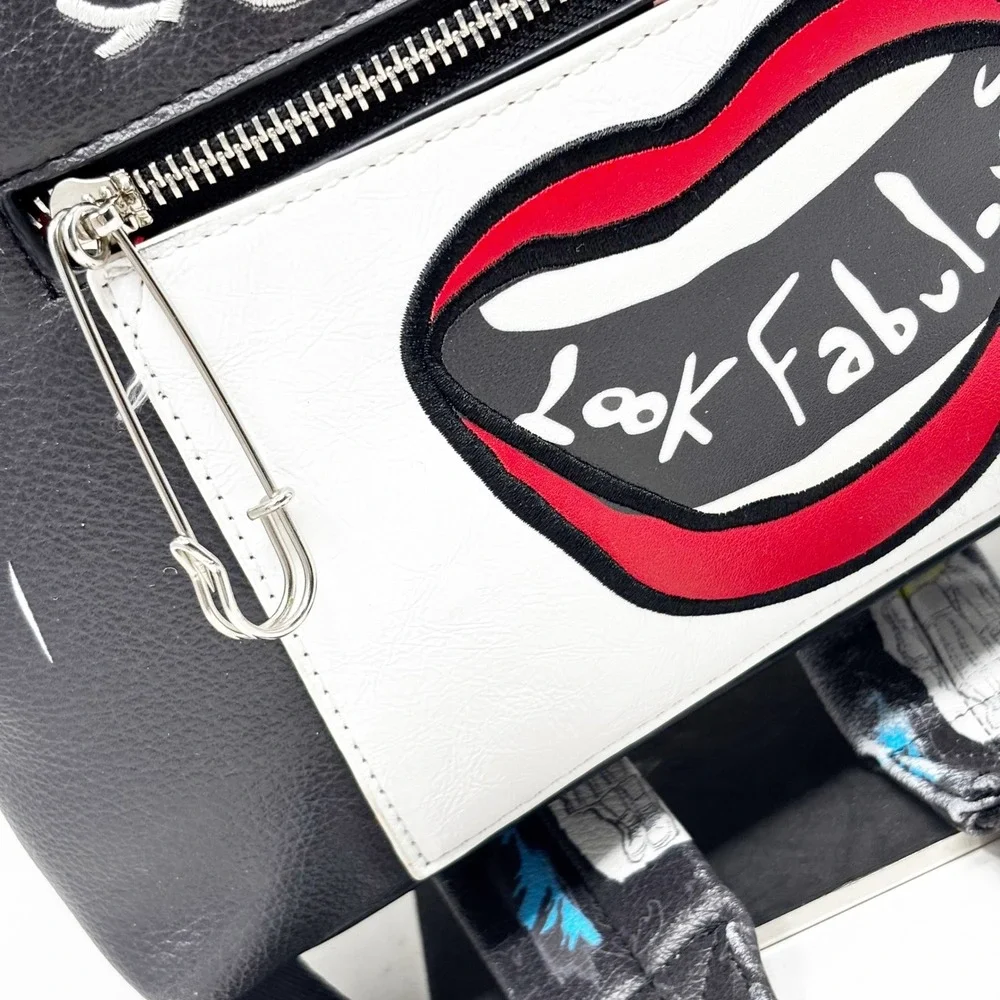 Danielle Nicole Disney Cruella De Vil Look‎ Fabulous Mini Backpack Black White - Picture 3 of 15